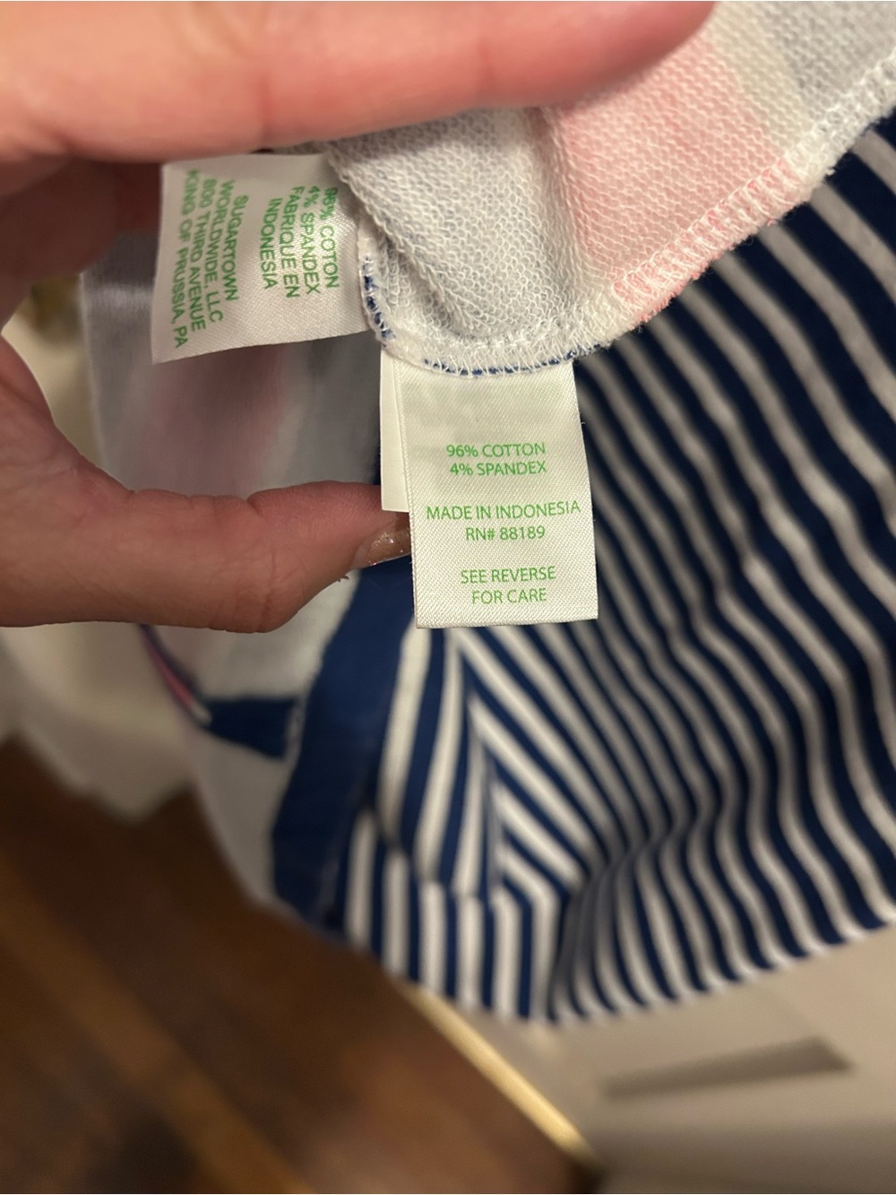 Lilly Pulitzer Irina French Terry Navy & White Striped Shift Dress Pink Trim - Picture 8 of 9